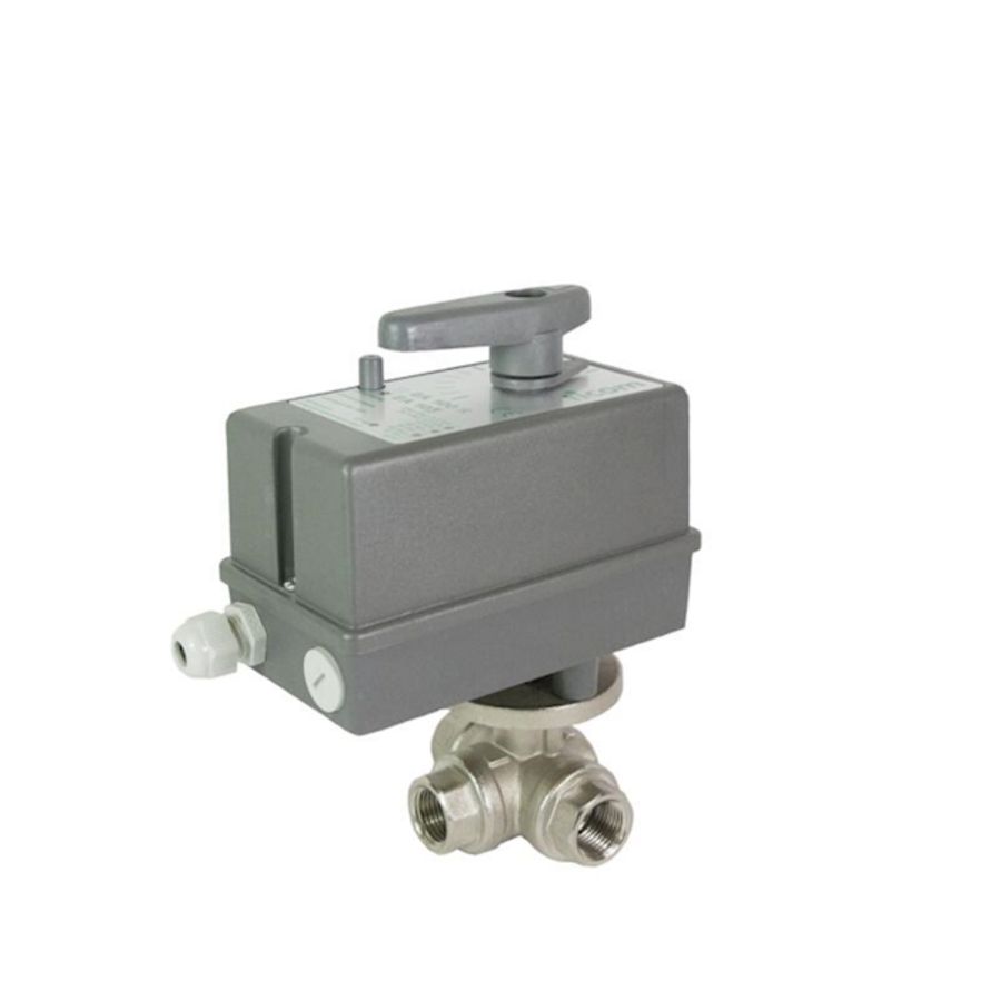 3-weg Motorkogelkraan 1/2" 0-10V 24V 2 hulpcontact