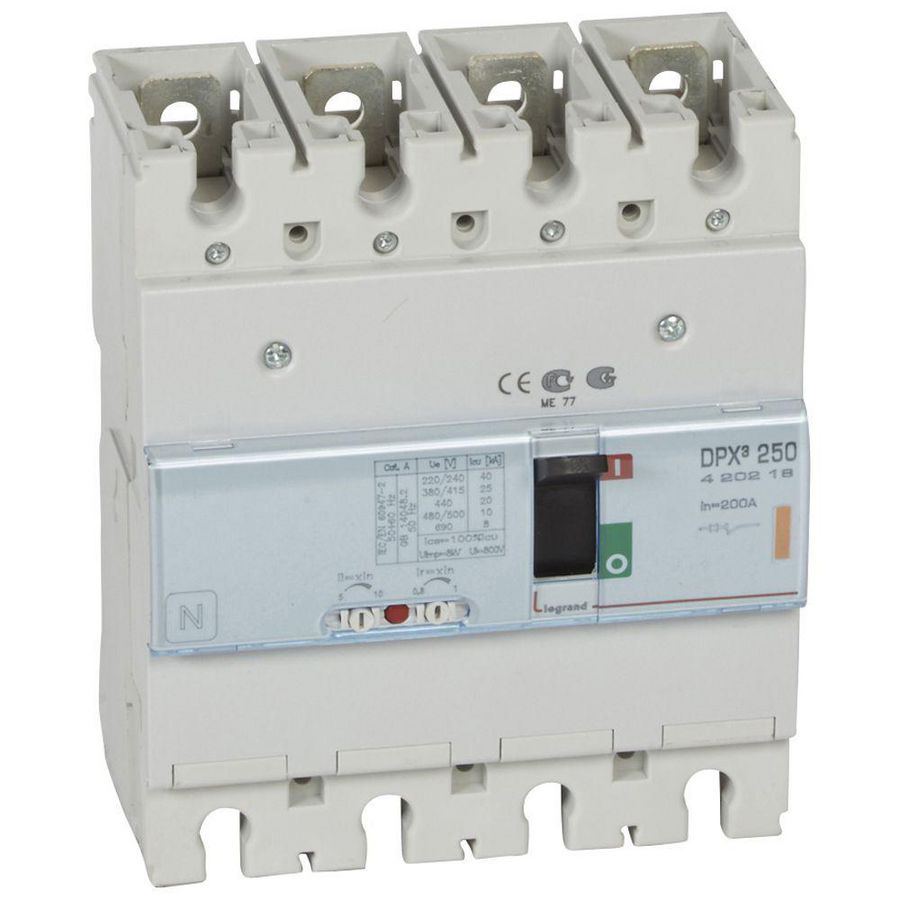 Vermogensschakelaar 250 Thermomagn. 200A 4-polig 25kA DPX3