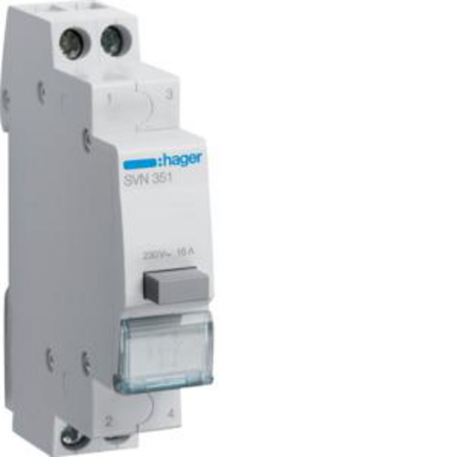Pulsdrukker 1 maak + 1 verbreek 16A 230V AC