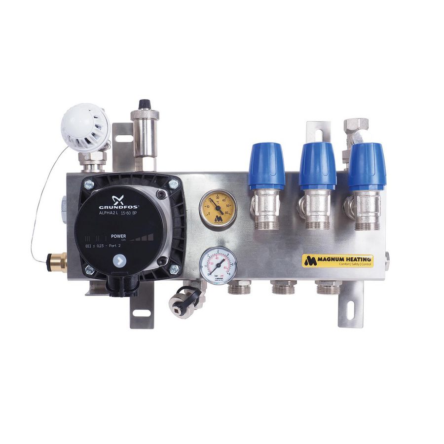 Verdeler vloerverwarming Premium RVS Front 1groeps+ALPHA2 L