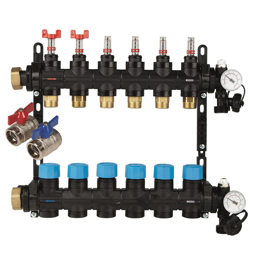 Vloerverwarmingsverdeler composiet UFH  2-groeps incl. debietmeters