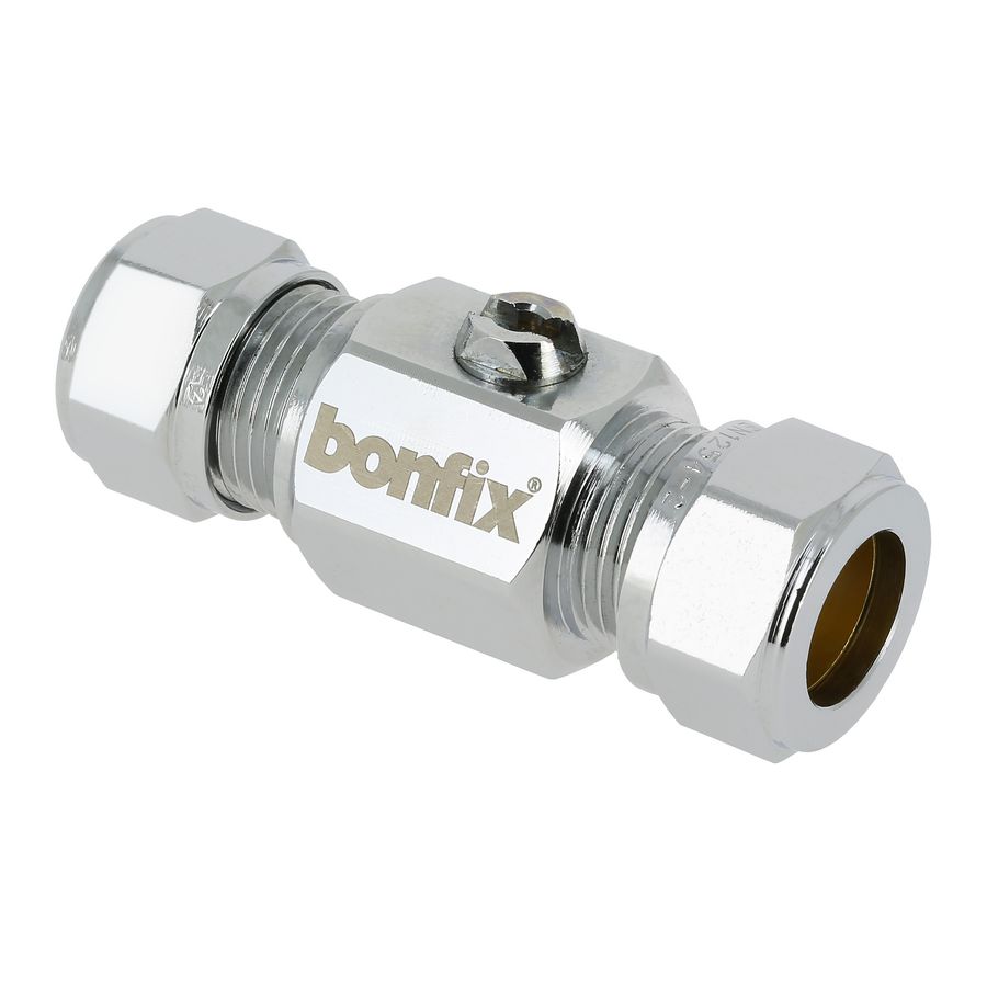 PROMO Kogelstopkraan model Ballofix recht knel 22mm schroevendraaierbediening (93475)