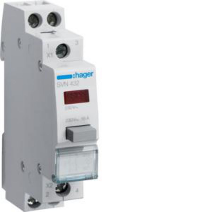Pulsdrukker 2 maak 16A 230V AC led rood