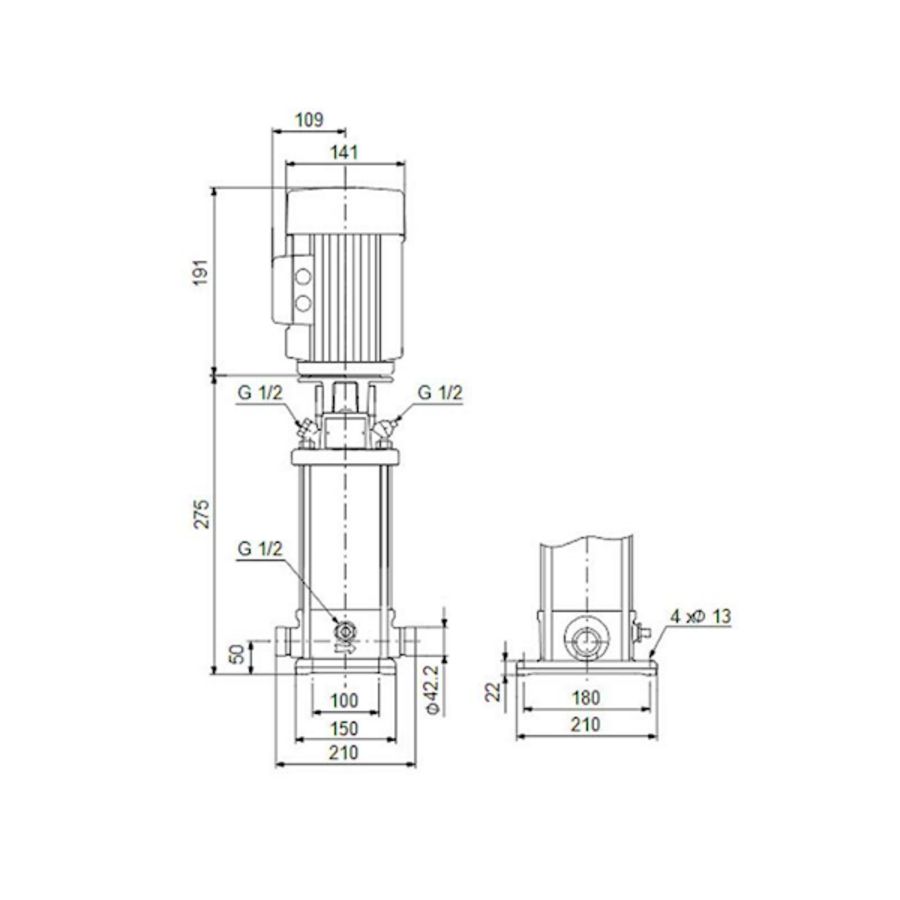 Centrifugaalpomp CRN1-4 A-P-G-V-HQQV 3x230/400 50 Hz