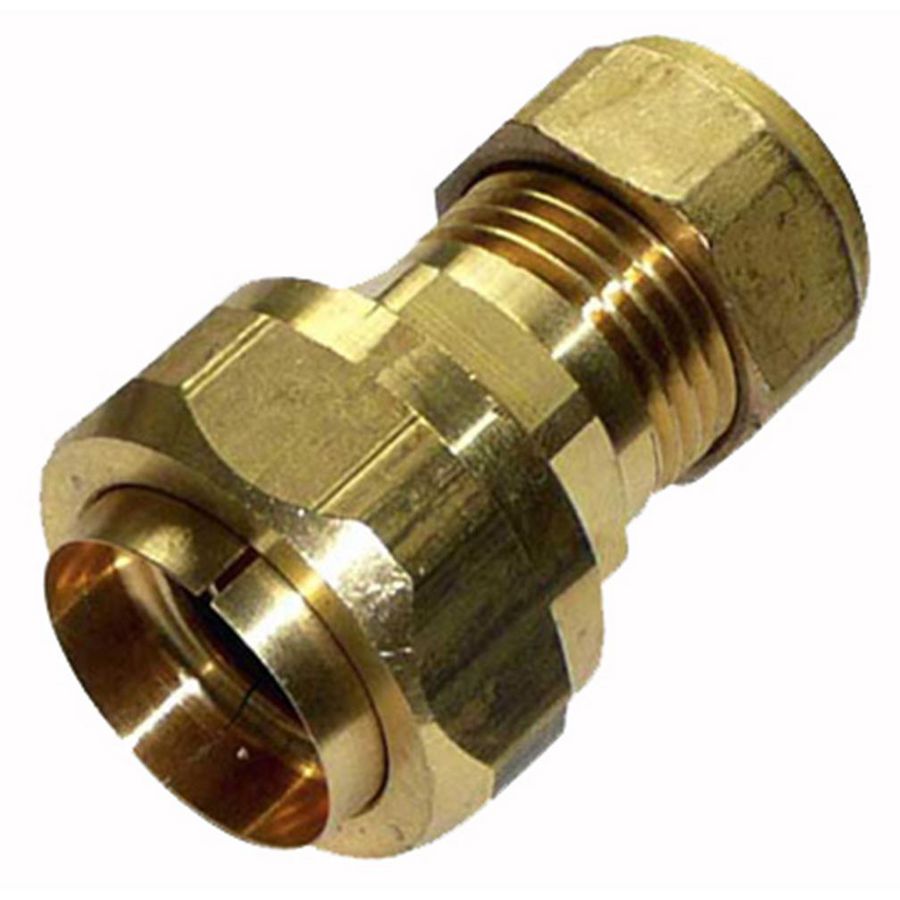 Overgangskoppeling DN16 gegolfde RVS buis x 22mm knel koper