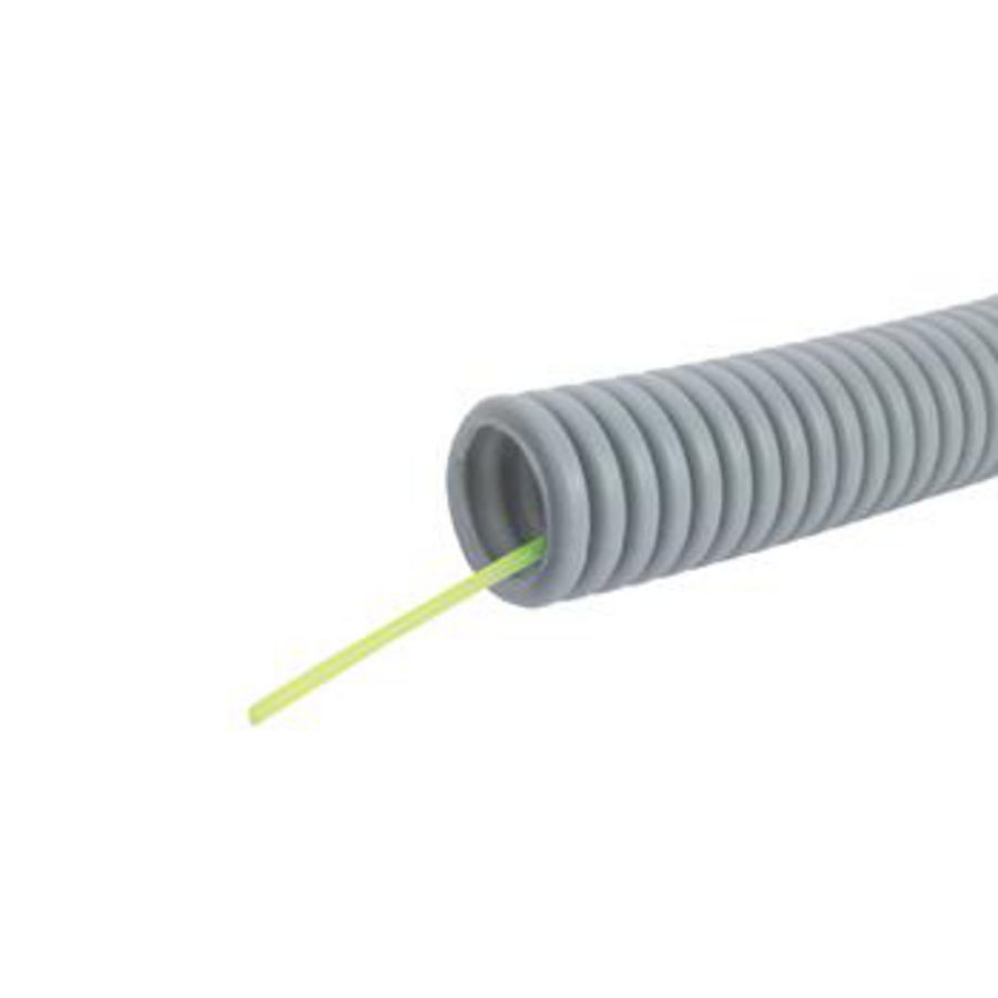 Rol a 100m. voorbedrade flexibele elektrobuis FlexPP grijs 16mm met trekdraad