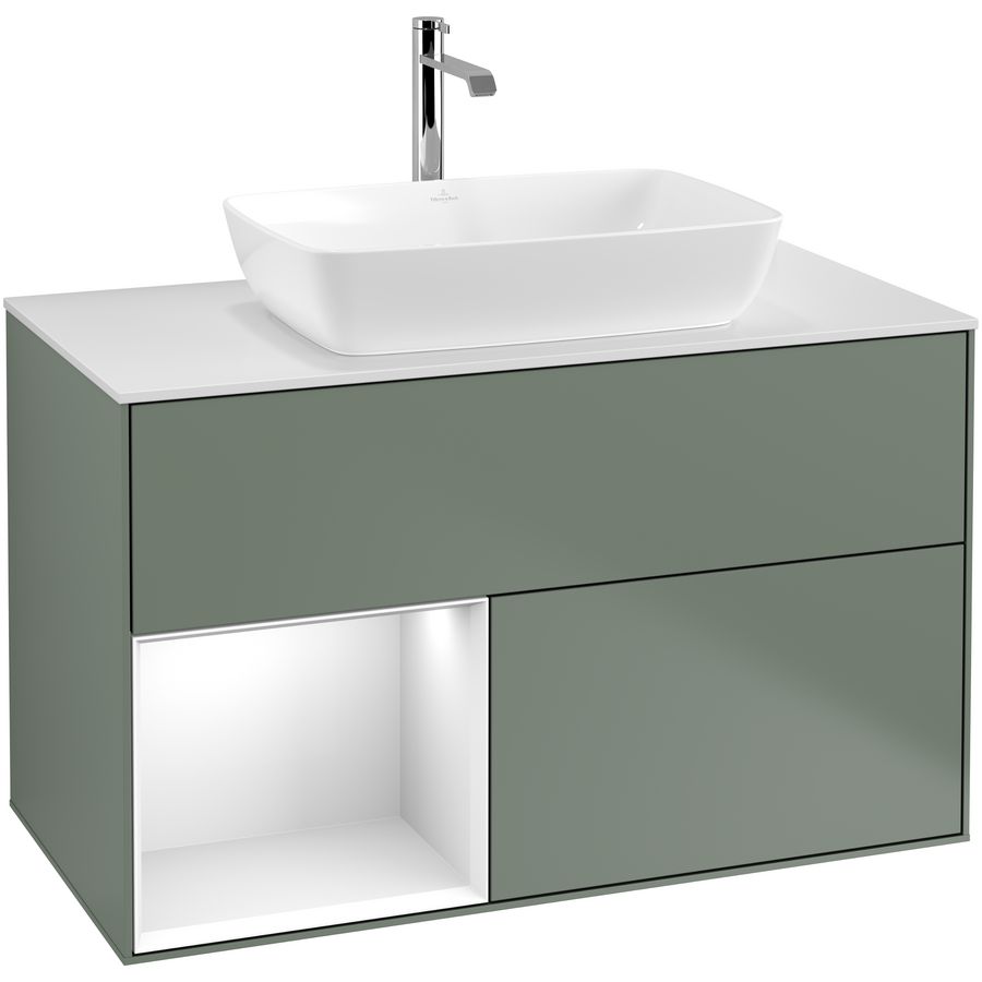 Wastafelonderkast Finion 1000x603x501mm Olive Matt Lacquer G771GFGM