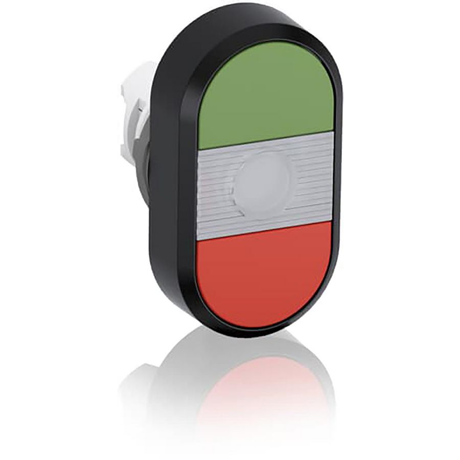Verlichte dubbele drukknop groen/rood met heldere lens