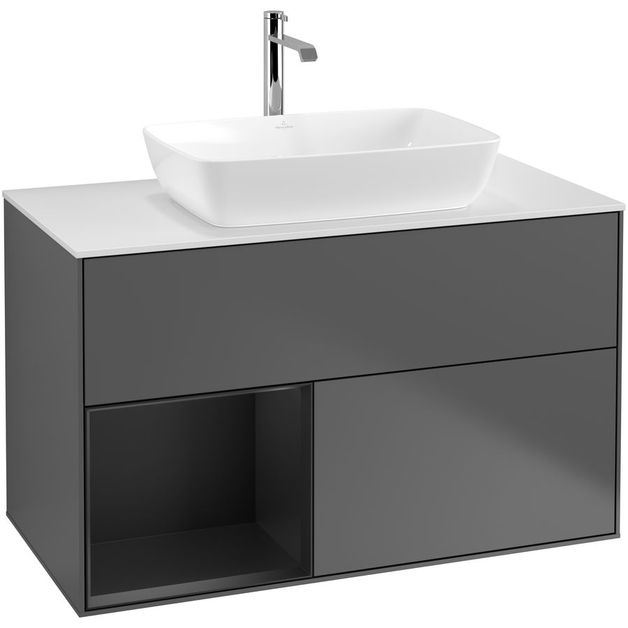 Wastafelonderkast Finion 1000x603x501mm Antr. Matt Lacquer F771PDGK