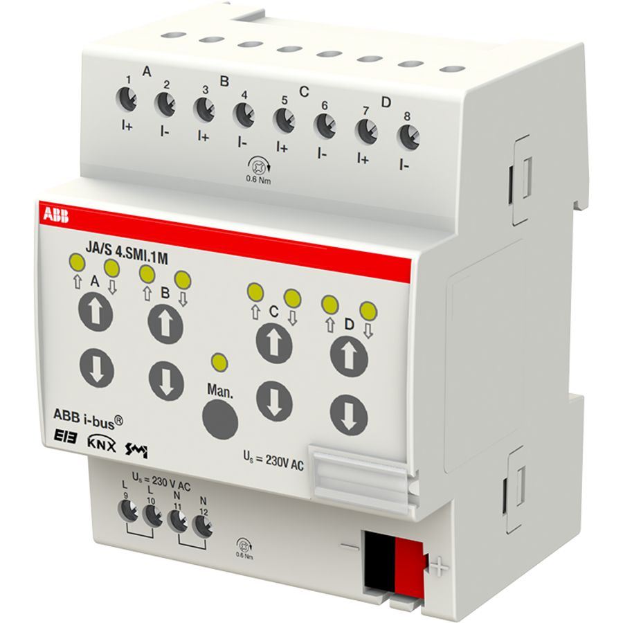 Jaloezieaktor KNX met handbediening 4-voudig DIN-rail (JA/S4.SMI.1M)