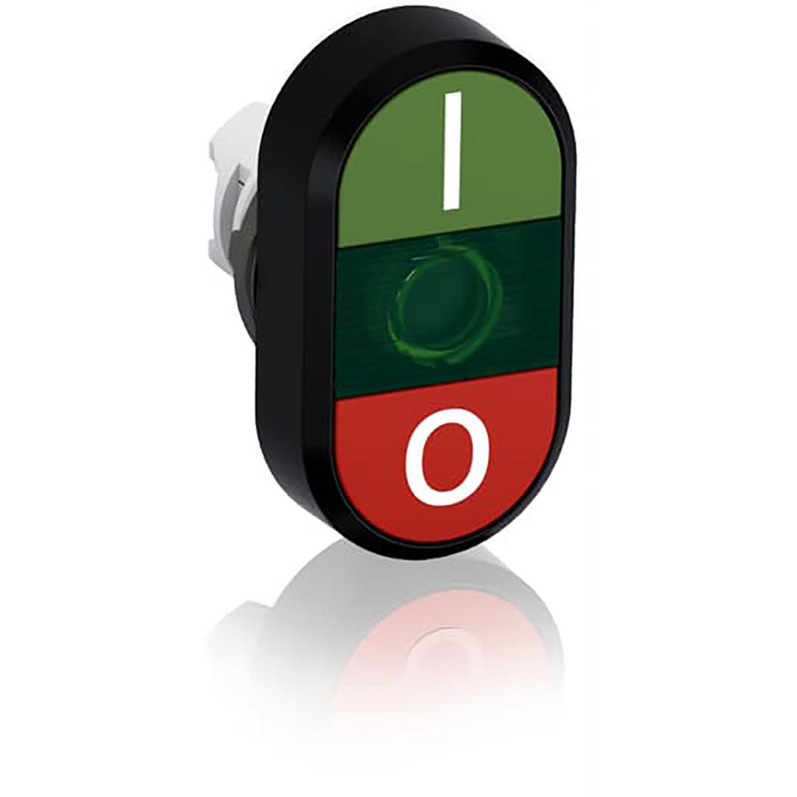 Verlichte dubbele drukknop groen/rood I/Otekst groene lens