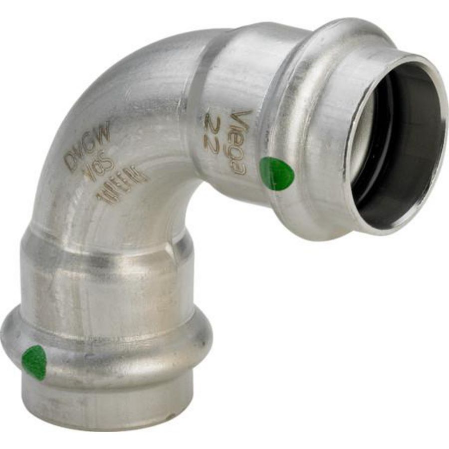 PROMO Bochtkoppeling 90° Sanpress Inox 22x22mm (435653)