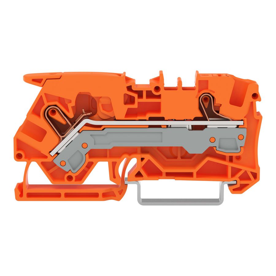 2-draads rijgklem met hendel en drukknop 6mm² oranje VVE=25