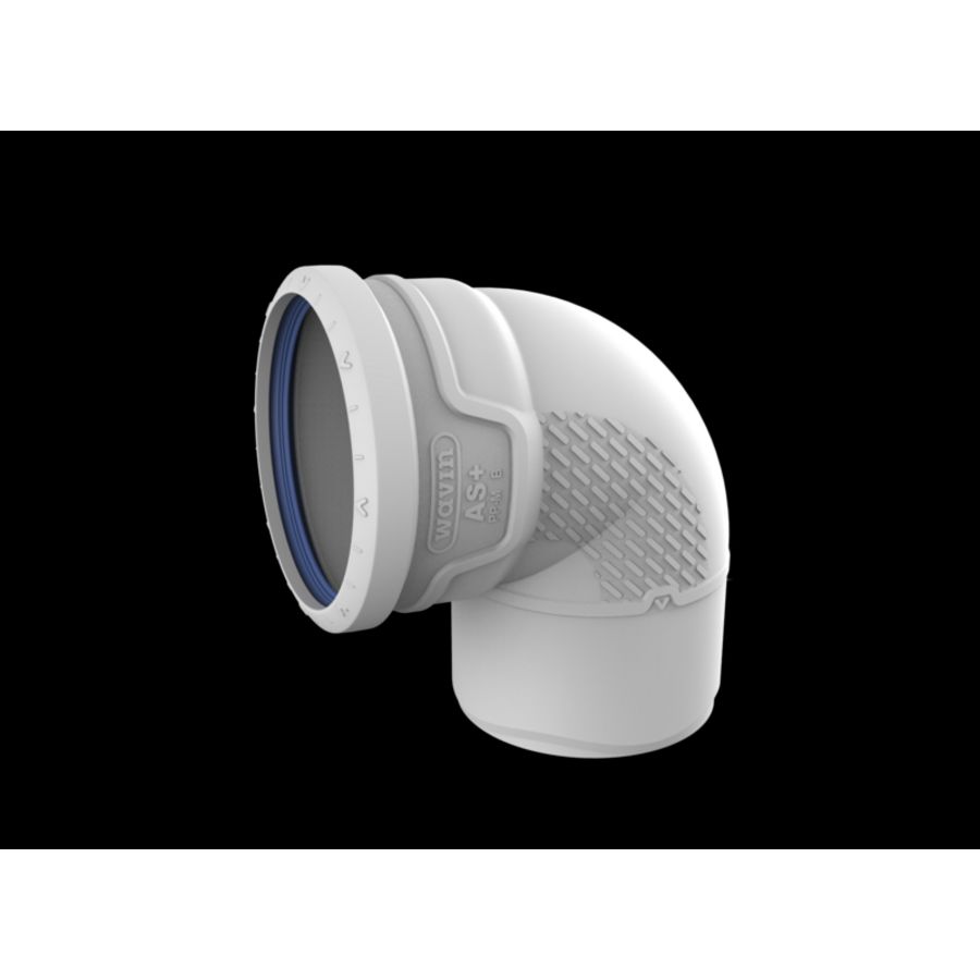 Bocht PP AS+ geluidsarm 87° lichtgrijs 110mm mof x spie