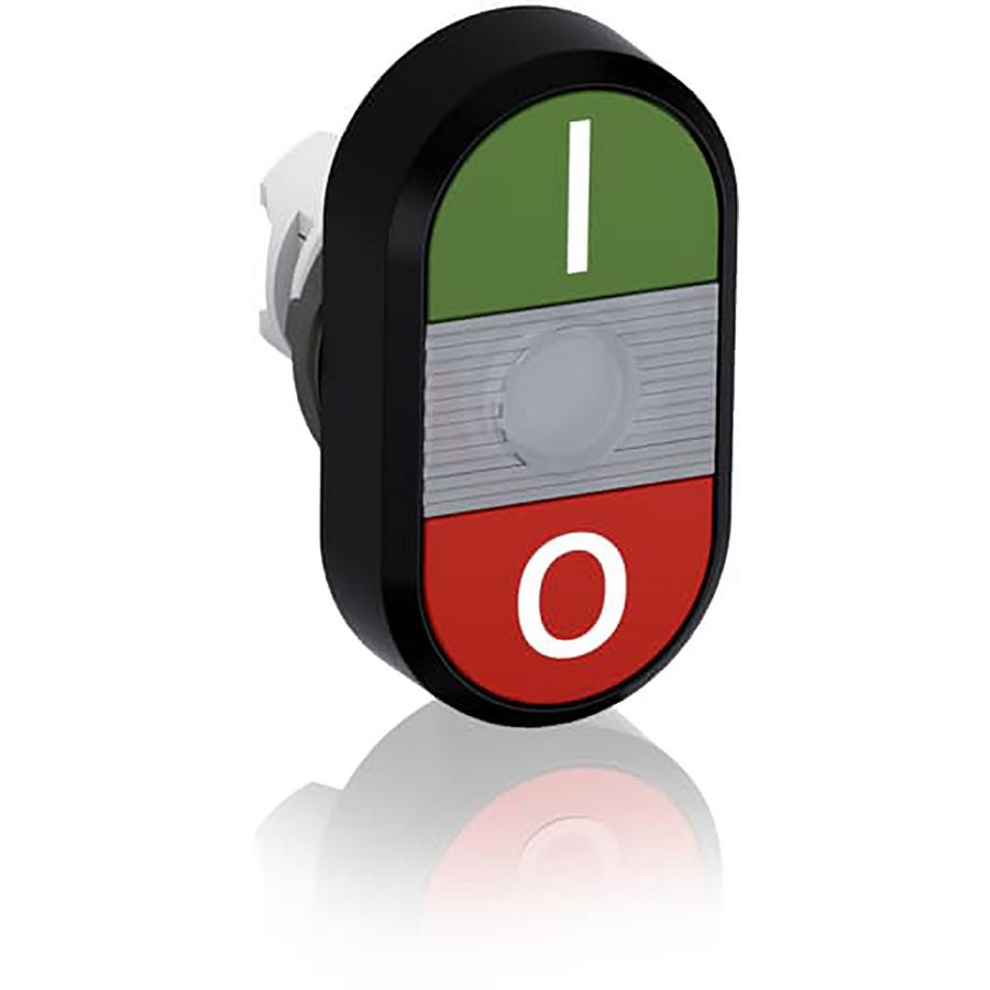 Verlichte dubbele drukknop groen/rood I/Otekst heldere lens