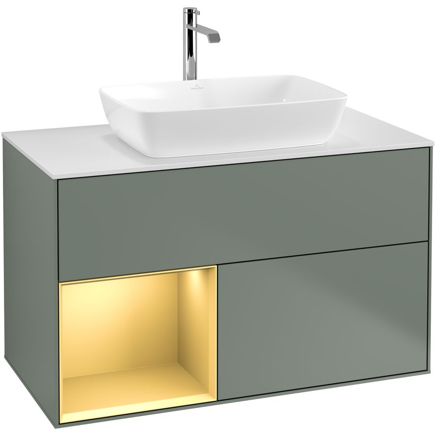 Wastafelonderkast Finion 1000x603x501mm Olive Matt Lacquer G771HFGM