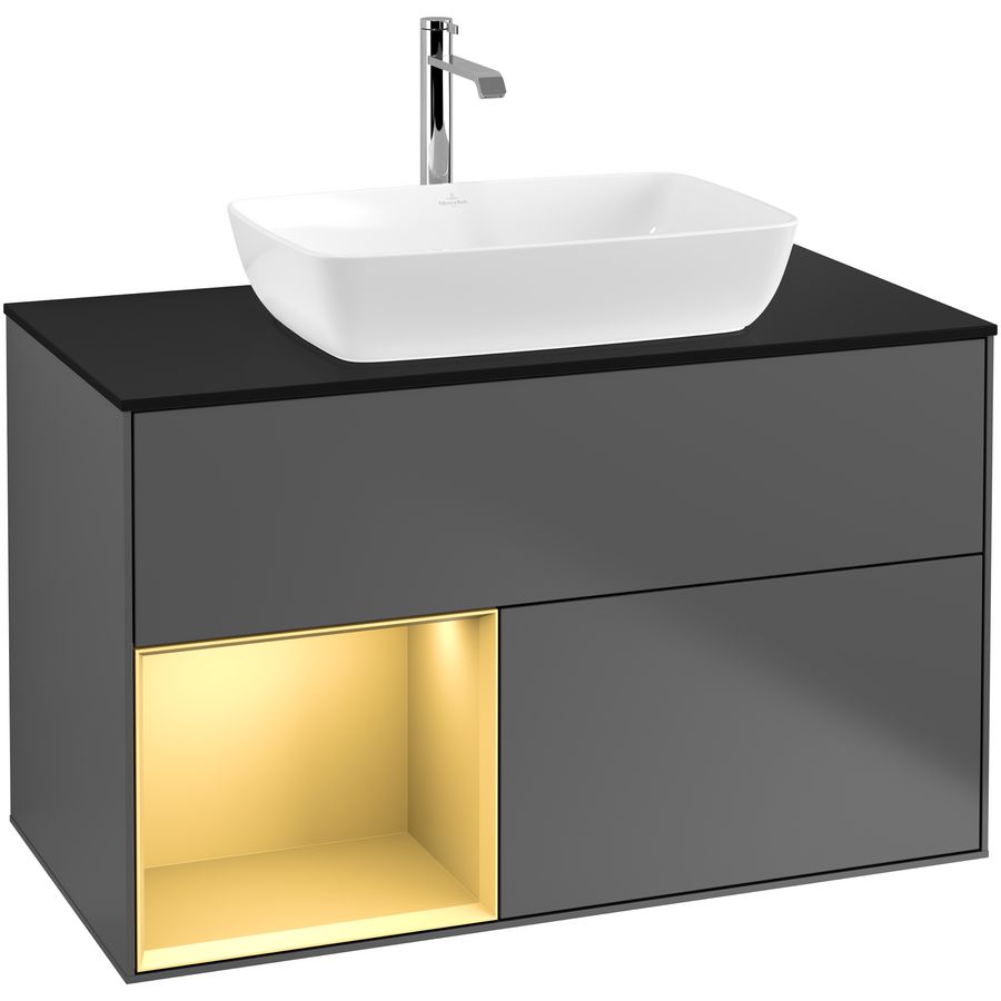 Wastafelonderkast Finion 1000x603x501mm Antr. Matt Lacquer F772HFGK