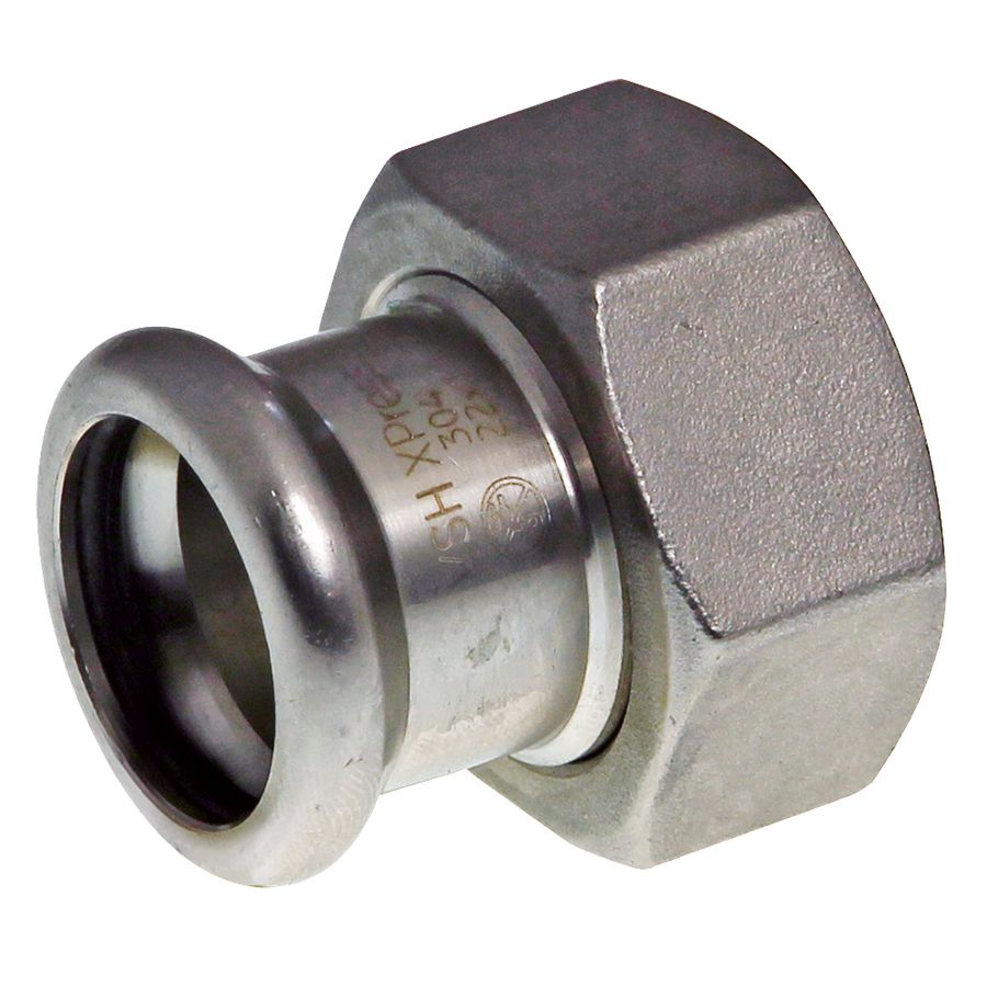 2-del. koppeling Xpress RVS 304 (1.4301) 35x1.1/2" wartel vlakd. R2404