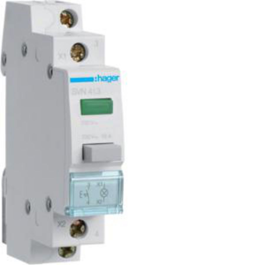Drukknopschakelaar 1 maak 16A 230V AC led groen