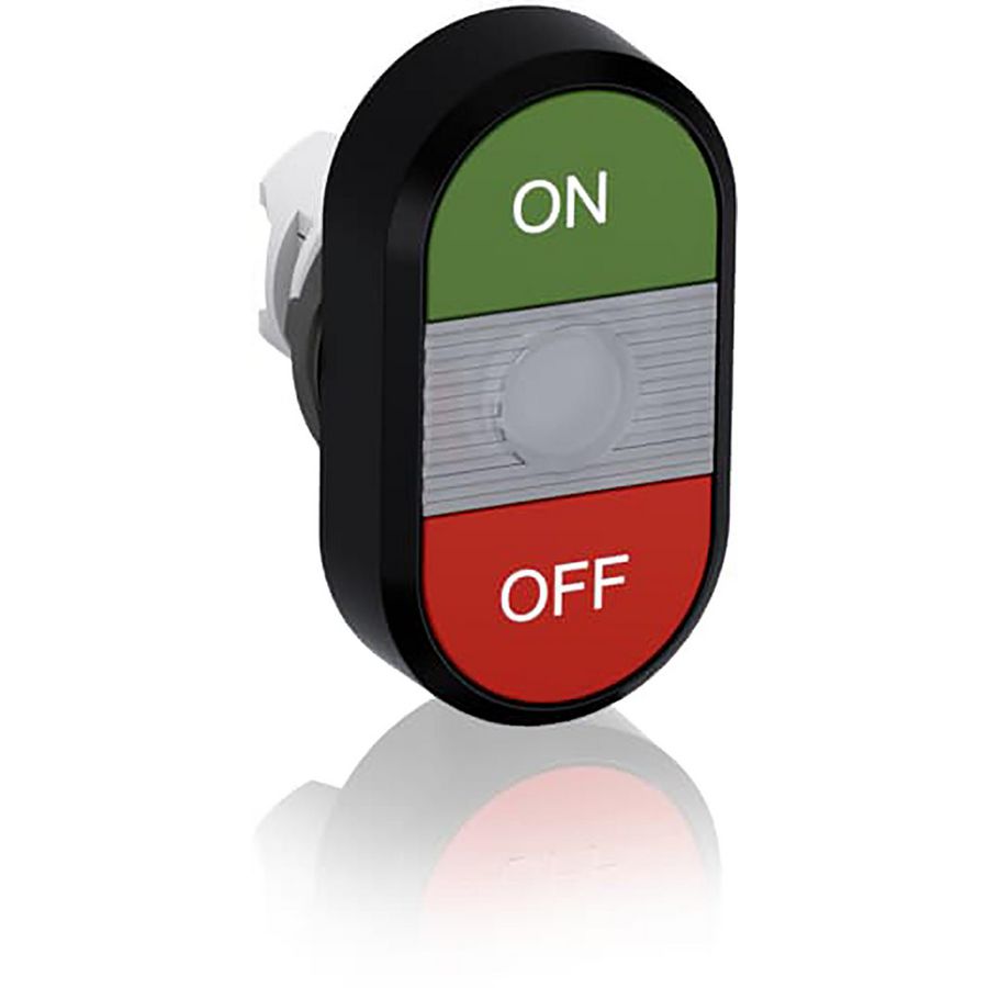 Verlichte dubbele knop groen/rood On/off tekst heldere lens