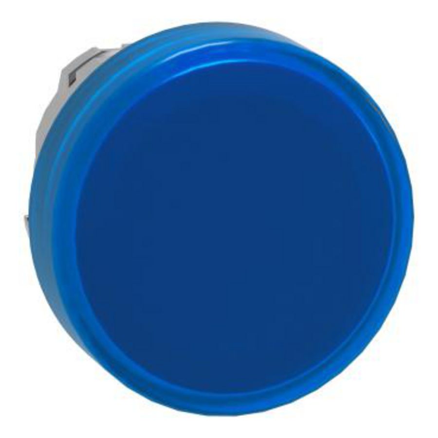 Kop voor lampje Ø22mm rond glad kapje Blauw