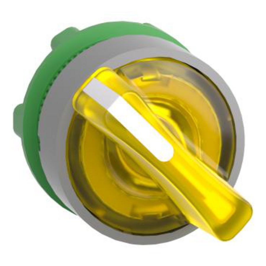 yellow illum selector switch head 2-pos stay put cp grey