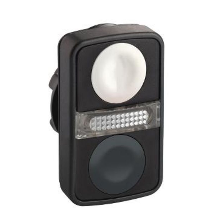 Dubbele kop drukknop Verlicht Verzonken 22mm Wit/z