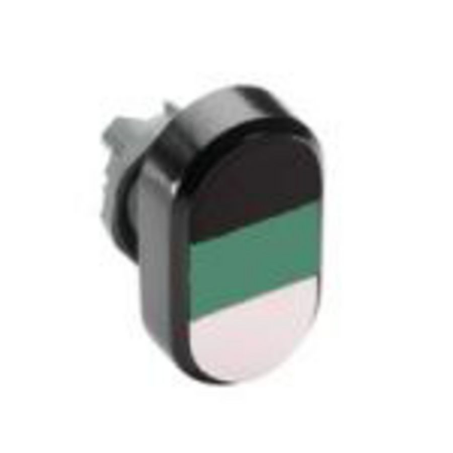 Verlichte dubbele drukknop wit/zwart I/Otekst groene lens