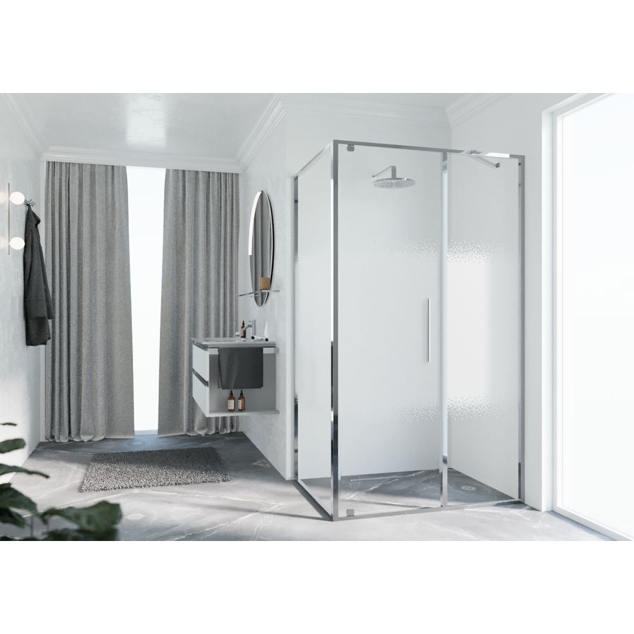 Zijwand RIGA F 1075-1090x2000mm Rose-1 motief profiel chroom