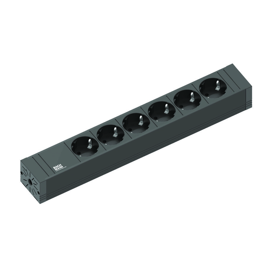 Connect Line 6x 230V RA 2mmet RA stekker zwart