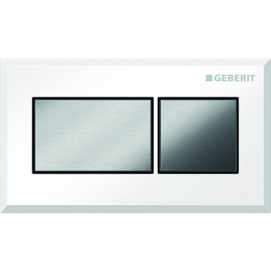Pneu. bediening plaat wit toets mat chroom v. 12cm reservoir