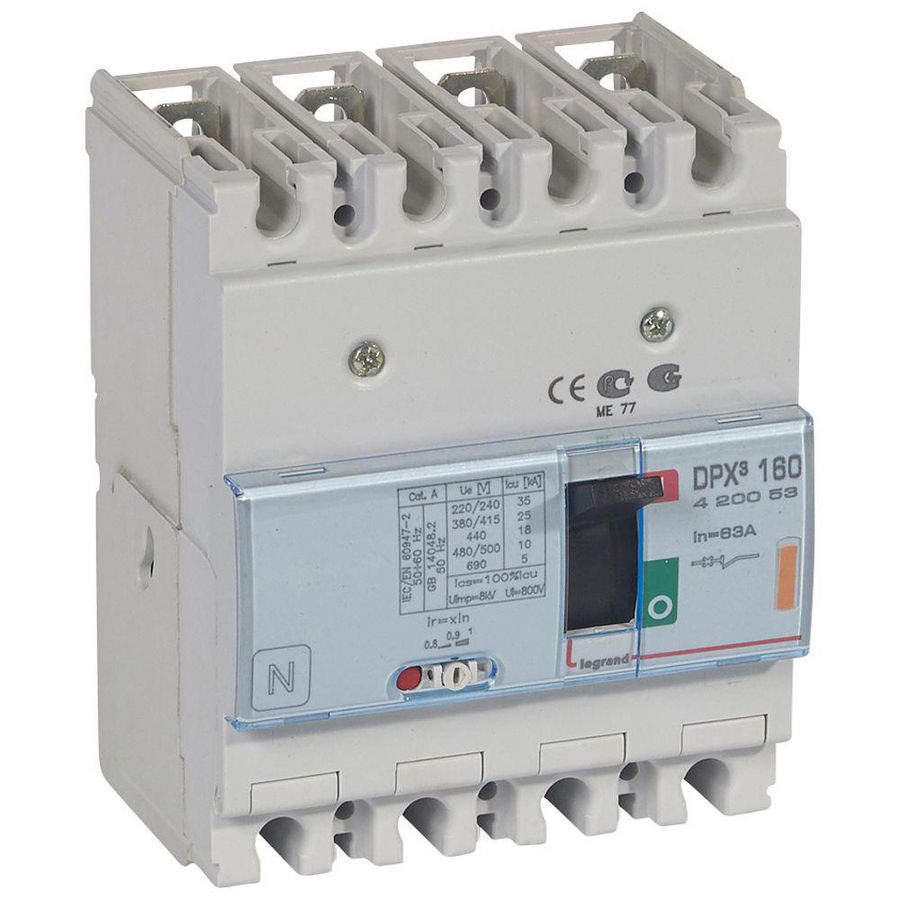 Vermogenschakelaar 160 Thermomagn. 63A 4-polig 25kA DPX3