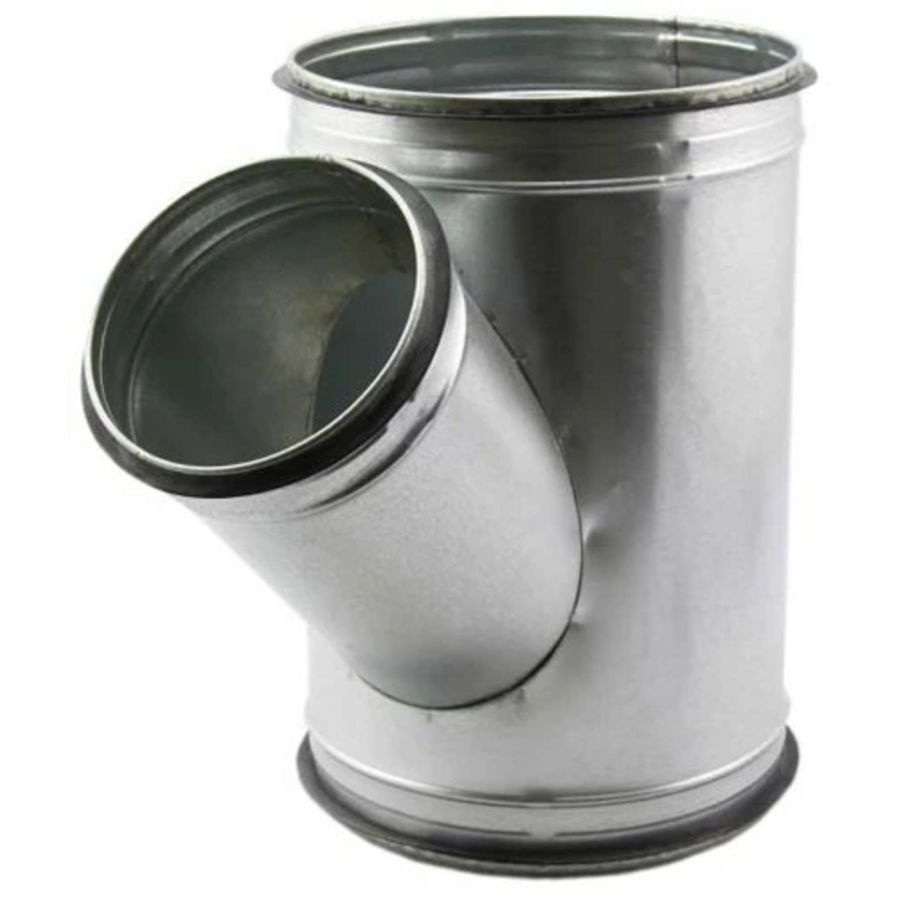 T-stuk Ø200mm Spiro-SAFE 125mm voor spiraalbuis (45°)