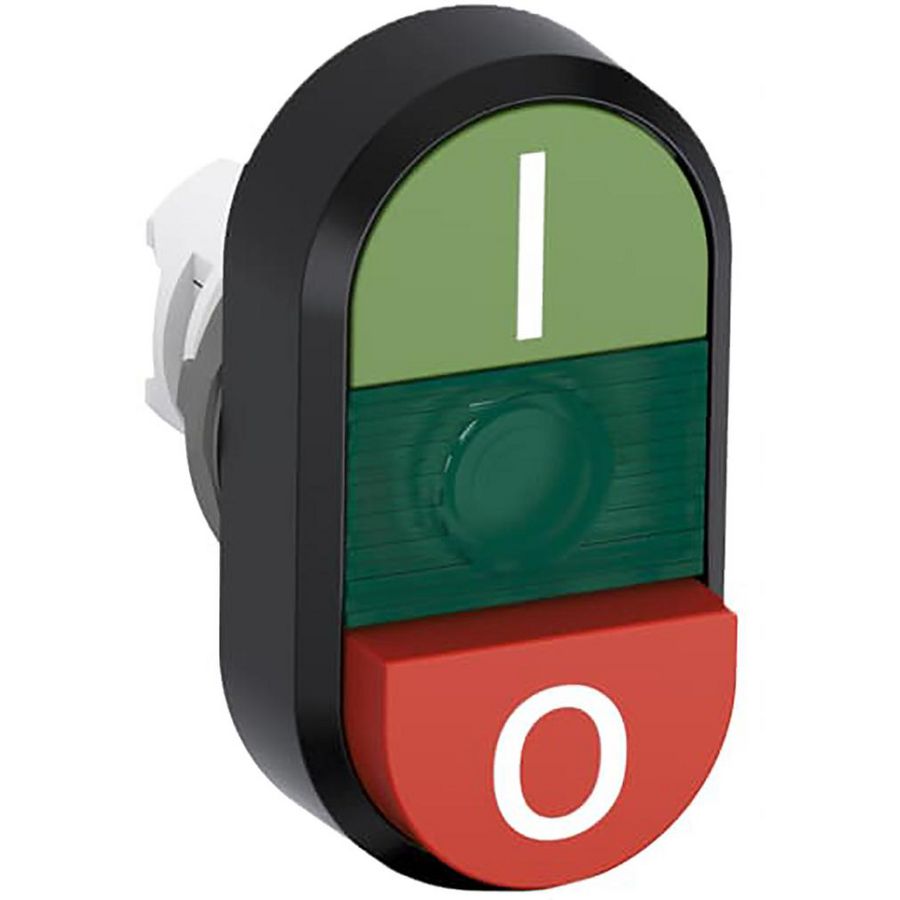 Verlichte dubbele verhoogde knop groen/rood I/Otekst groene