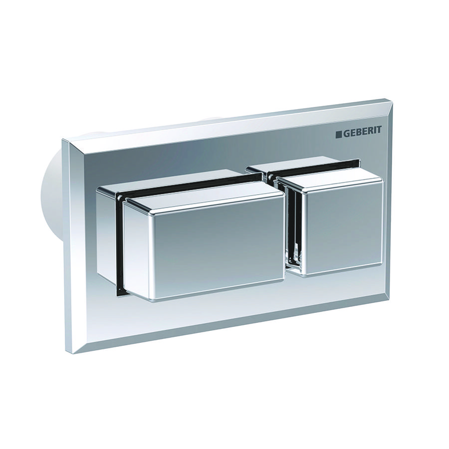Pneu. bediening vooruitsteekend glans chroom v. 12cm reservoir
