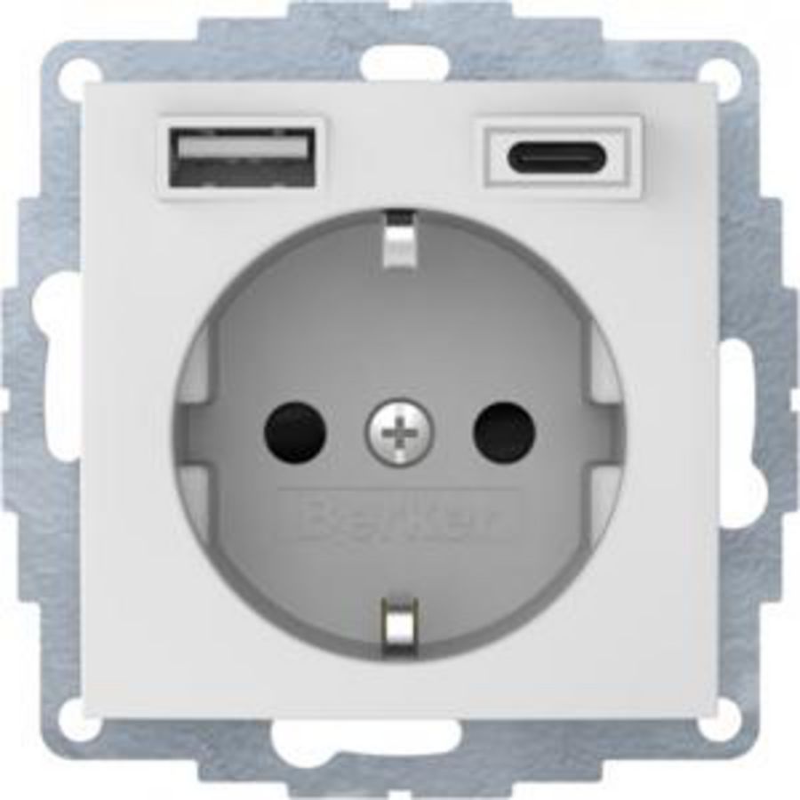 Wandcontactdoos RA USB A+C steek berker S.1/B.3/B.7 mat