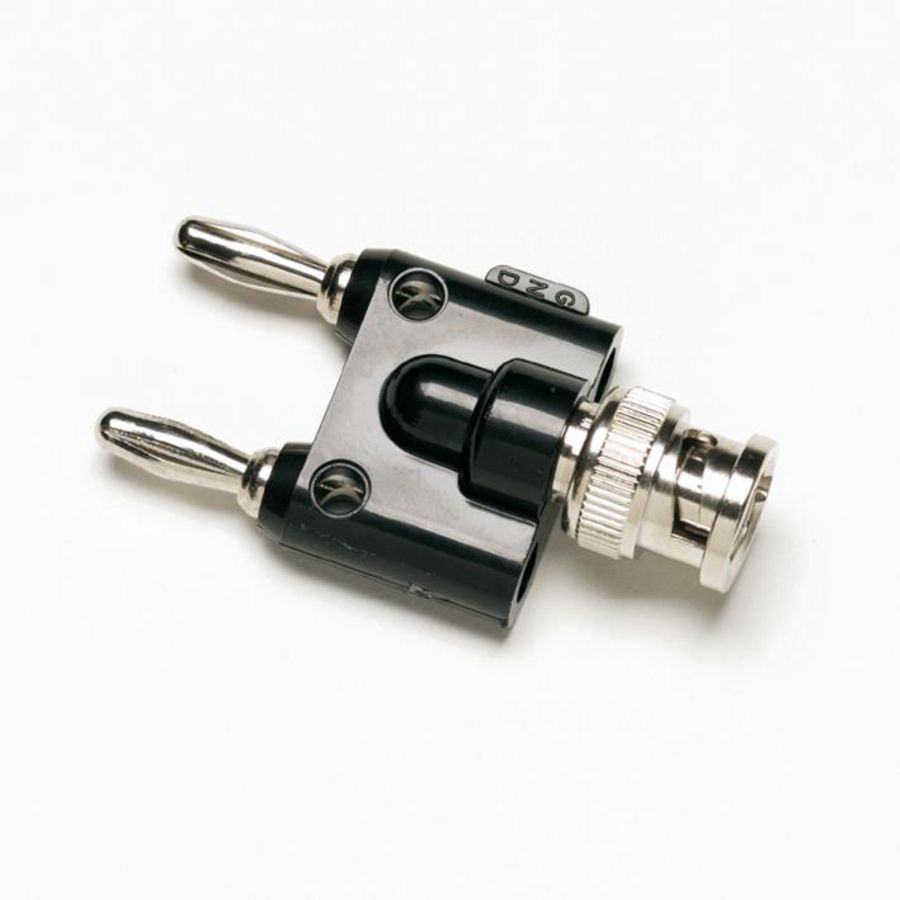 Verloop adapter van BNC naar dubbele banaanstekkerbus