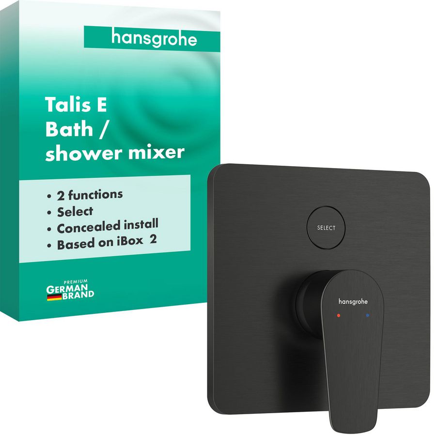 Talis E 1-hendel afbouwdeel inbouwbadmengkraan voor 2 functies Brushed Black Chrome