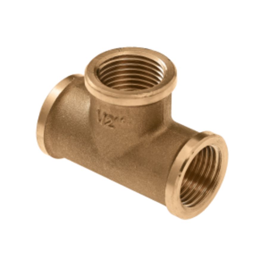 T-stuk draadfitting messing 1" (3x bn.)