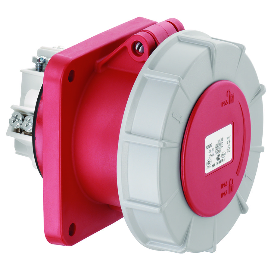 Flenscontactdoos CEE recht IP67 63A 3P 230V 6h blauw VVE=2