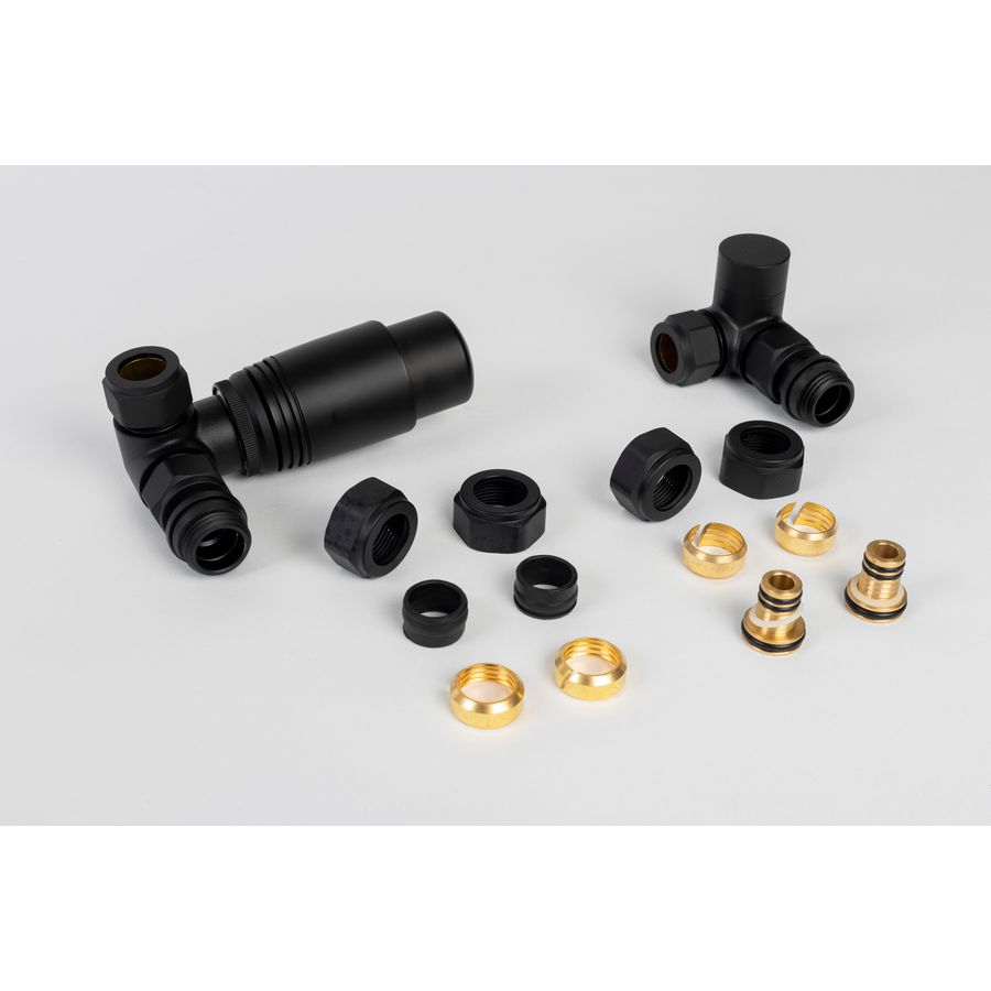 Aansluitset dubbel-haaks RH PP Radiator zwart