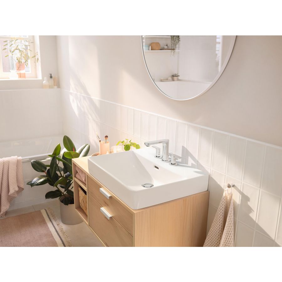 Rebris S 3-gats wastafelkraan 110 met trekwaste chroom