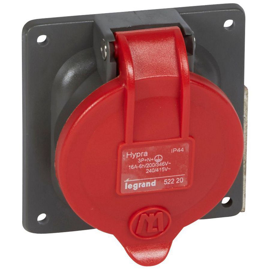 Inbouw contactdoos 400V 16A 5P IP44 kunstst. Rood 052220 Hypra