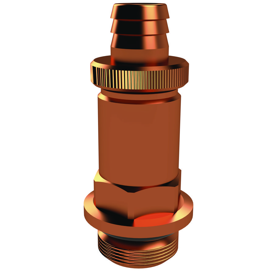 Aftapper van brons/kunststof DN8 tbv DN15-50