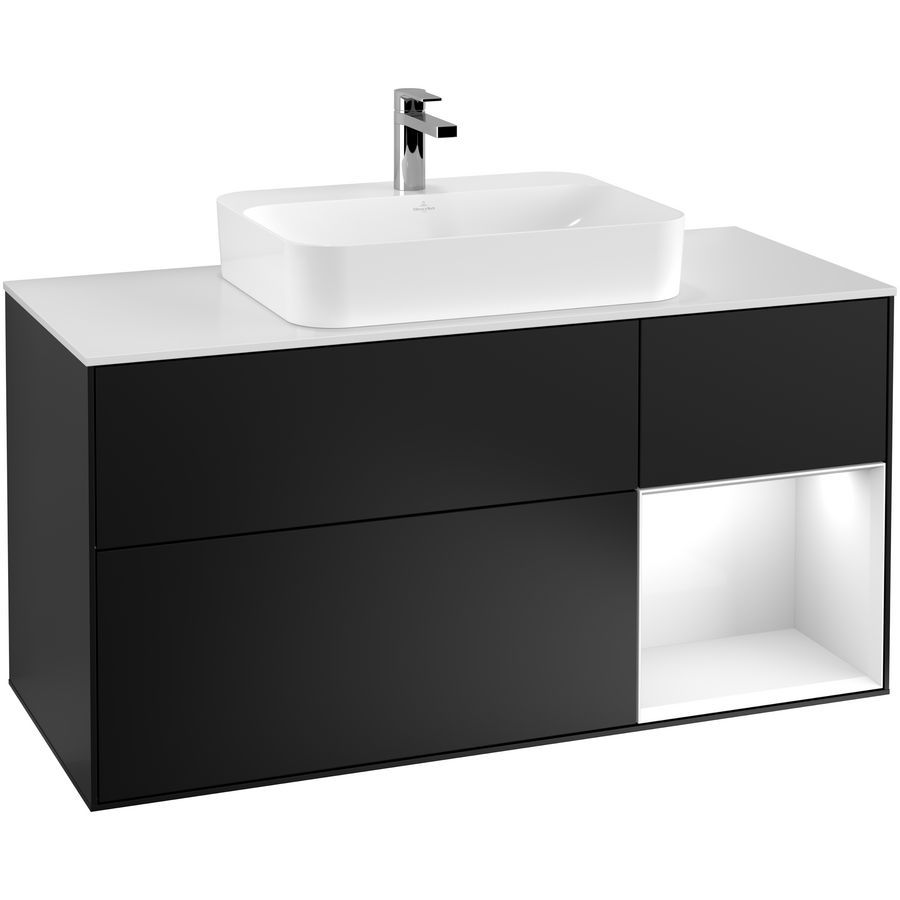 Wastafelonderkast Finion 1200x603x501mm Black Matt Lacquer G421GFPD