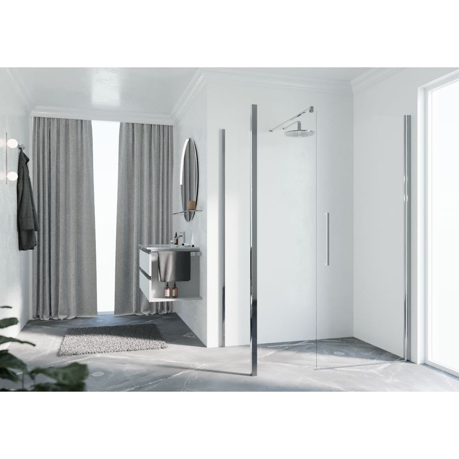 Young 2.0 F vaste wand 890-910x2000mm chroom helder