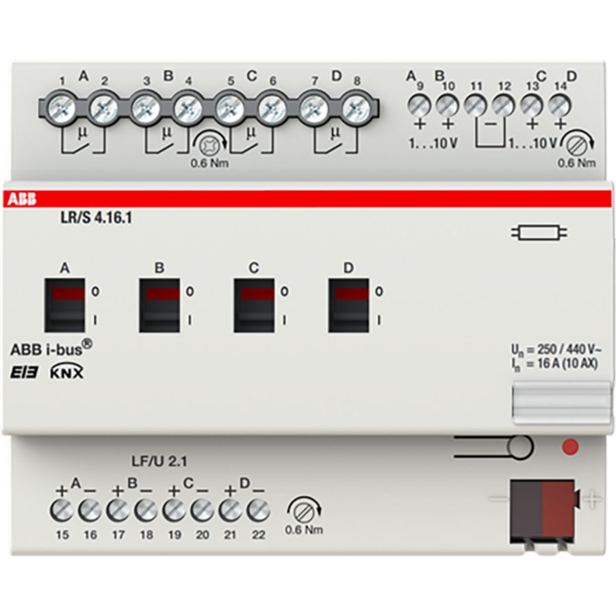 Lichtregelaar KNX 0-10V 4-voudig DIN-rail (LR/S 4.16.1)