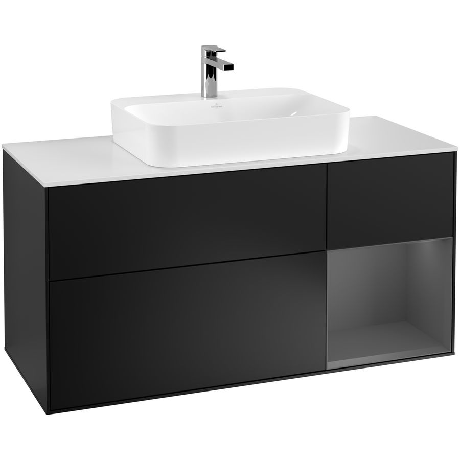 Wastafelonderkast Finion 1200x603x501mm Black Matt Lacquer G421GKPD