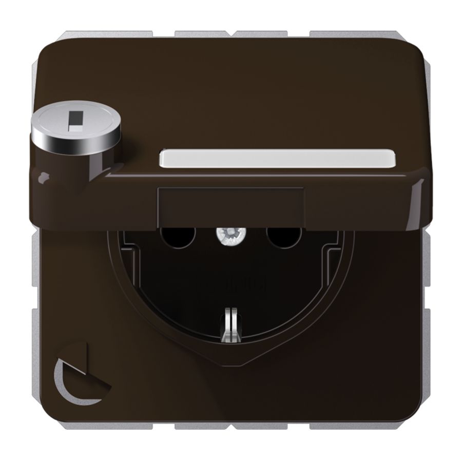 Wandcontactdoos CD500 bruin klapd. tekstvenst. slot