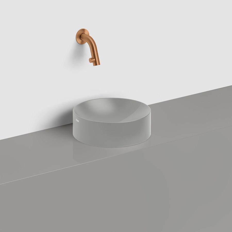 VALE opzetkom Ø220mm h=70mm geïntegreerde afvoer mat grijs keramiek